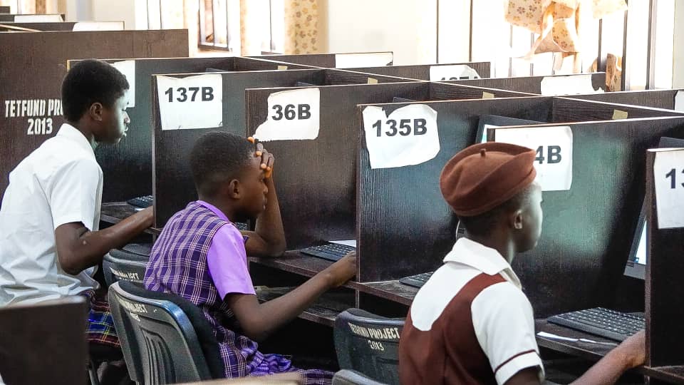 Students taking part in a computer-based test
